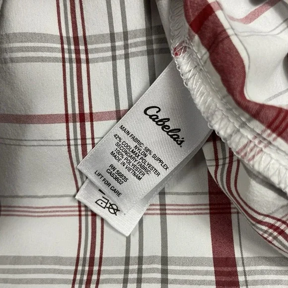 Cabela's Coolmax Shirt Mens Large‎ Gray Plaid Short Sleeve Button Up Outdoors - Picture 5 of 7